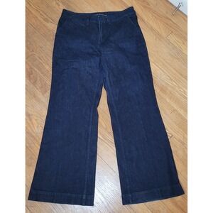 Polo Ralph Lauren Women Size 12 Wide Leg Denim Blue Jeans  100% Cotton Preppy